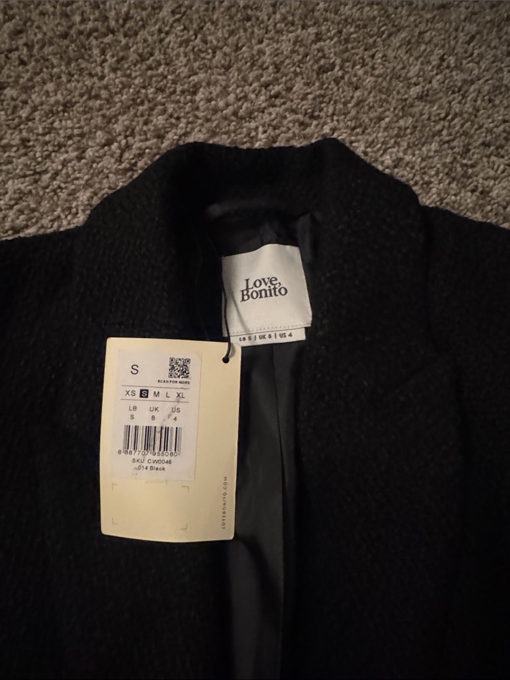 Love Bonito Women's Black Tailored Bouclé Blazer - Picture 2 of 2